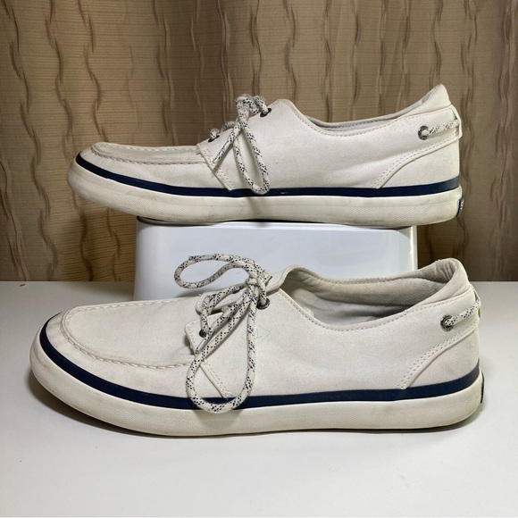 Sperry Top Sider Men's 11.5 Halyard Boat Shoes Tie Canvas 3 Eye White STS19141 - Picture 4 of 15